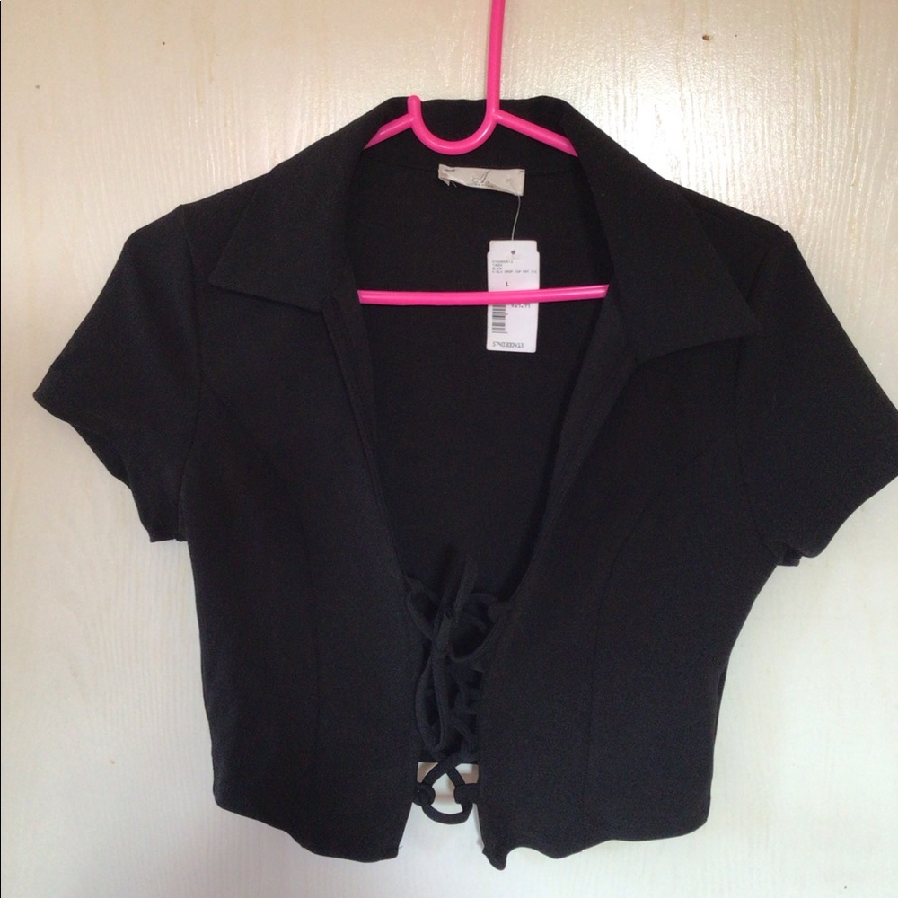 Cute black crop top size Large.
